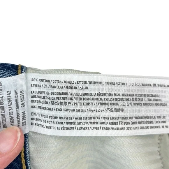 Abercrombie & Fitch Distressed Blue Denim Full Zip Mini Skirt Preppy Edgy Y2K - Picture 6 of 8